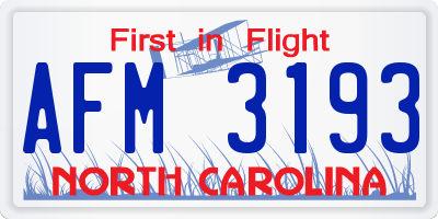NC license plate AFM3193