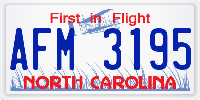 NC license plate AFM3195