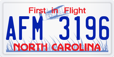 NC license plate AFM3196