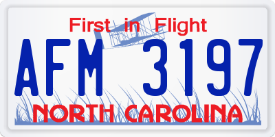 NC license plate AFM3197