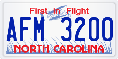 NC license plate AFM3200