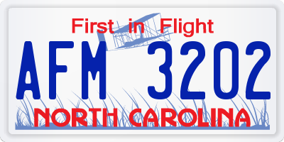 NC license plate AFM3202