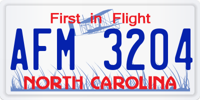 NC license plate AFM3204