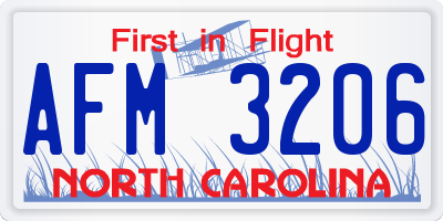 NC license plate AFM3206