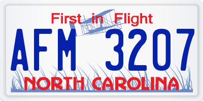NC license plate AFM3207