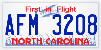 NC license plate AFM3208