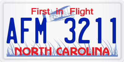 NC license plate AFM3211