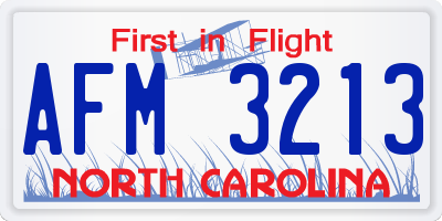 NC license plate AFM3213
