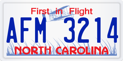NC license plate AFM3214