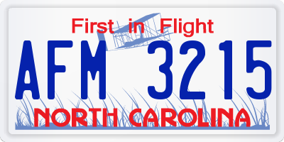 NC license plate AFM3215