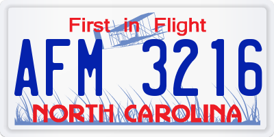 NC license plate AFM3216