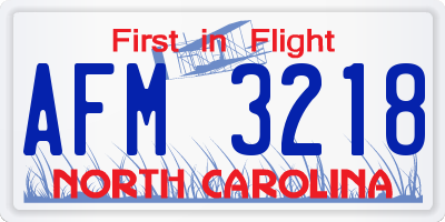 NC license plate AFM3218