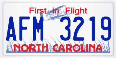 NC license plate AFM3219