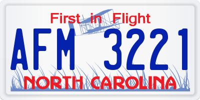 NC license plate AFM3221