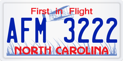 NC license plate AFM3222