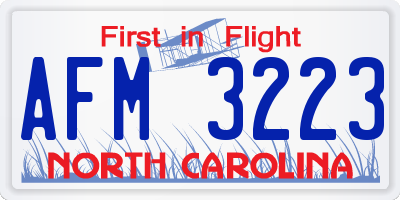 NC license plate AFM3223