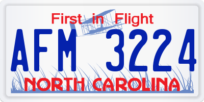 NC license plate AFM3224
