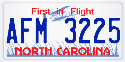 NC license plate AFM3225