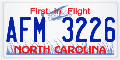 NC license plate AFM3226