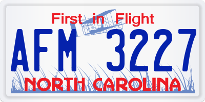 NC license plate AFM3227