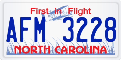 NC license plate AFM3228
