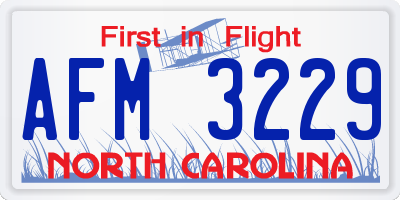 NC license plate AFM3229