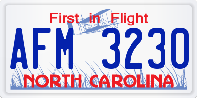 NC license plate AFM3230