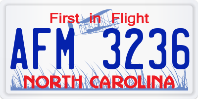 NC license plate AFM3236