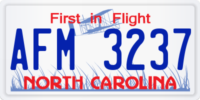 NC license plate AFM3237