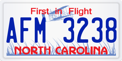 NC license plate AFM3238