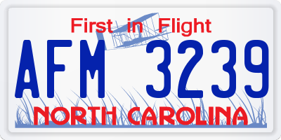 NC license plate AFM3239