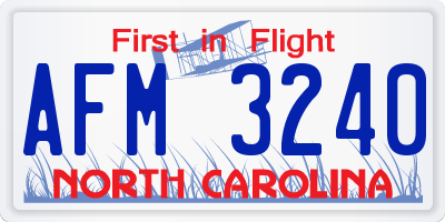 NC license plate AFM3240