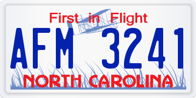 NC license plate AFM3241