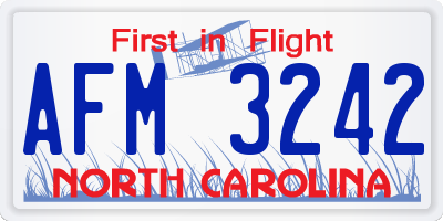 NC license plate AFM3242