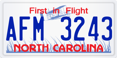NC license plate AFM3243