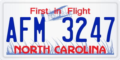 NC license plate AFM3247