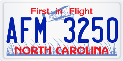 NC license plate AFM3250