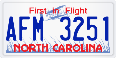 NC license plate AFM3251