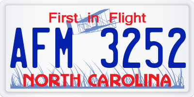 NC license plate AFM3252