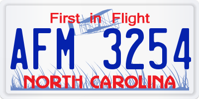 NC license plate AFM3254