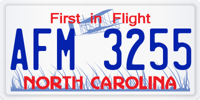 NC license plate AFM3255