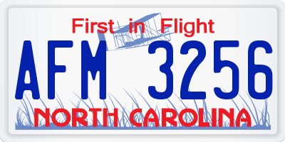 NC license plate AFM3256