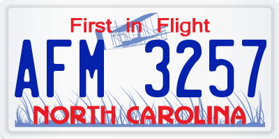 NC license plate AFM3257
