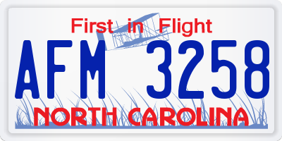 NC license plate AFM3258