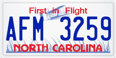 NC license plate AFM3259