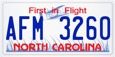 NC license plate AFM3260