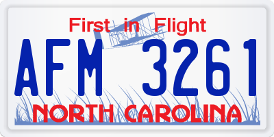 NC license plate AFM3261