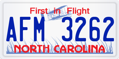 NC license plate AFM3262