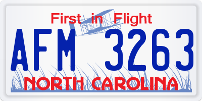 NC license plate AFM3263