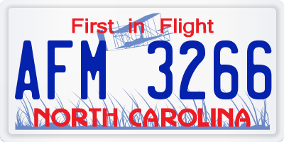 NC license plate AFM3266